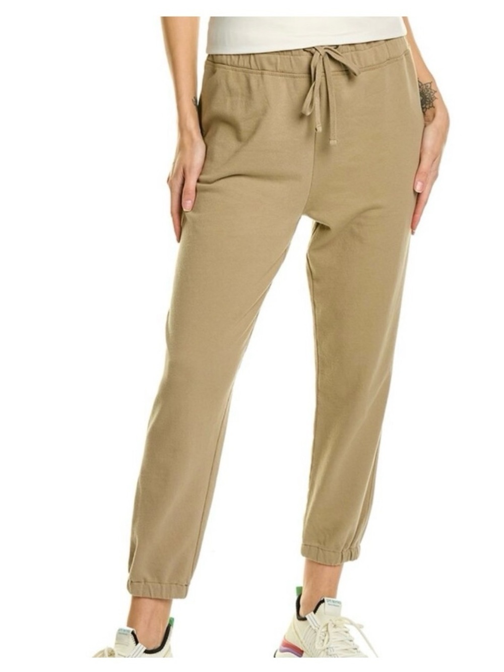 James Perse Khaki Drawstring Jogger Pants Tan French Terry